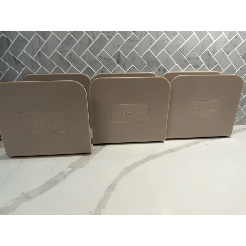 Caraway Set Of 3 Magnetic Pot Pan Lid Holder Organizer Storage Dividers Beige